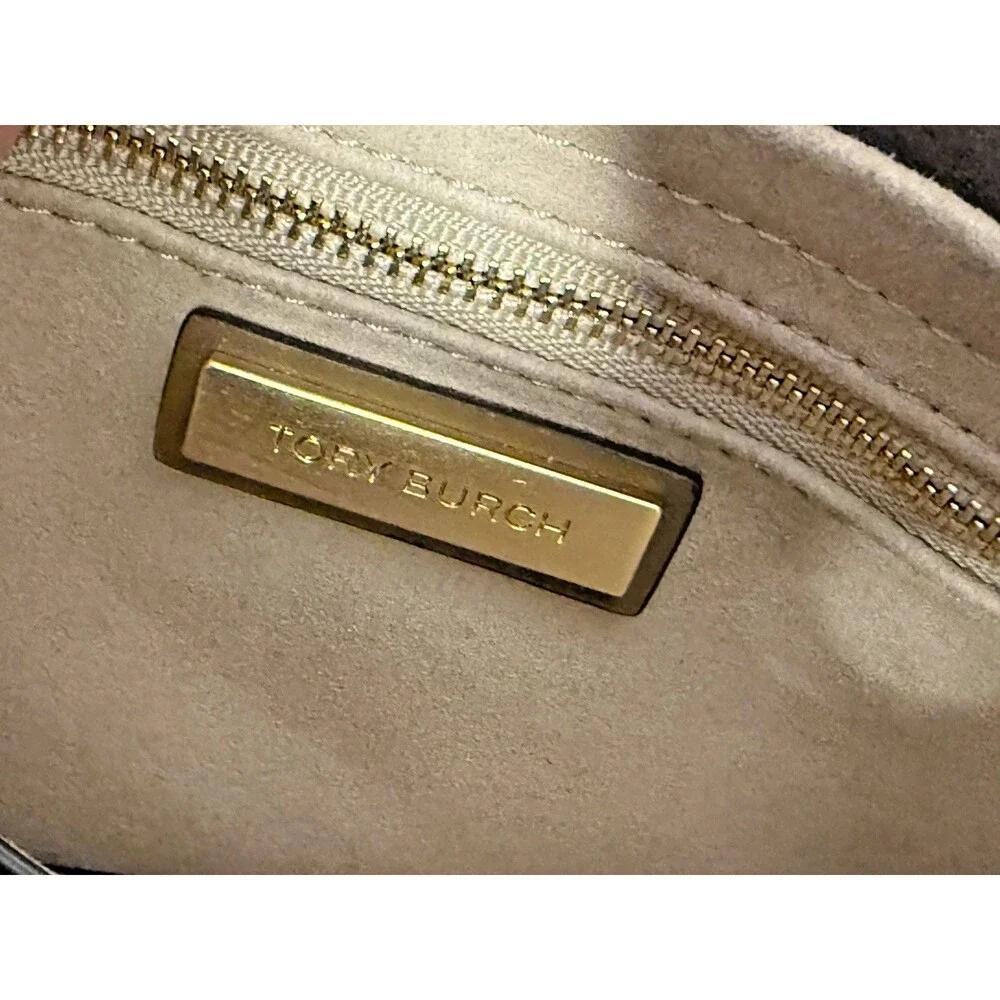 Tory Burch T Monogram Jacquard Logo Tote Bag Large Double Strap Cinch Drawstring